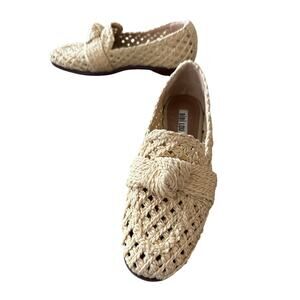 Anthropologie Bibi Lou Cream Posey Woven Raffia Loafers‎ 6.5 (EUR 37) Boho Prep